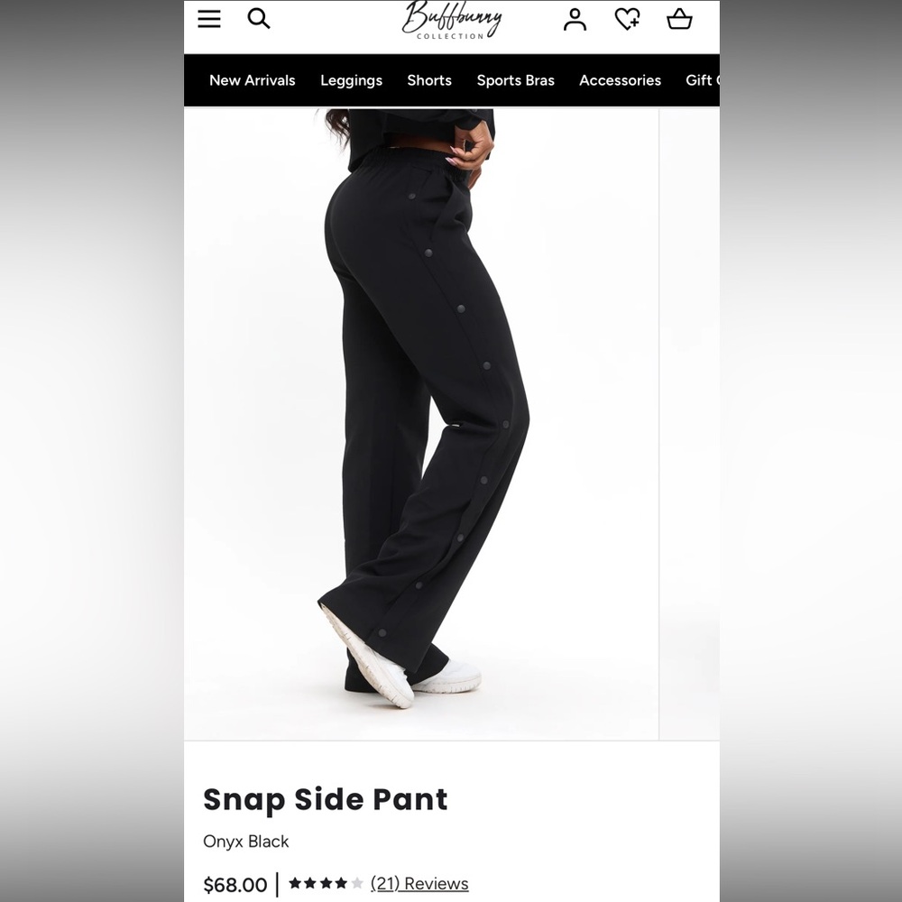 Buffbunny black side snap pants
